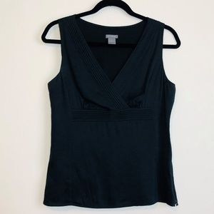 Ann Taylor Black Silk Sleeveless Pleated Neckline
